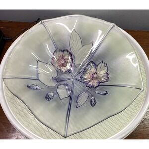 Mikasa Calypso 3D Crystal Glass Fruit Salad Serving Bowl Purple/White/Pink 13" W